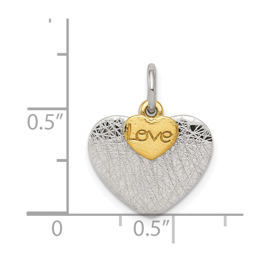 Sterlingsilber Vergoldet Strukturiert Liebe Charm Anhänger