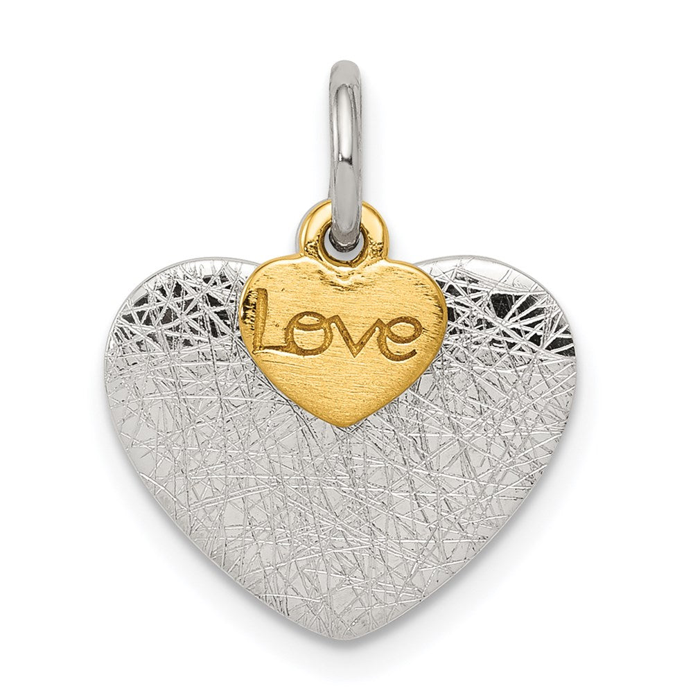 Sterlingsilber Vergoldet Strukturiert Liebe Charm Anhänger