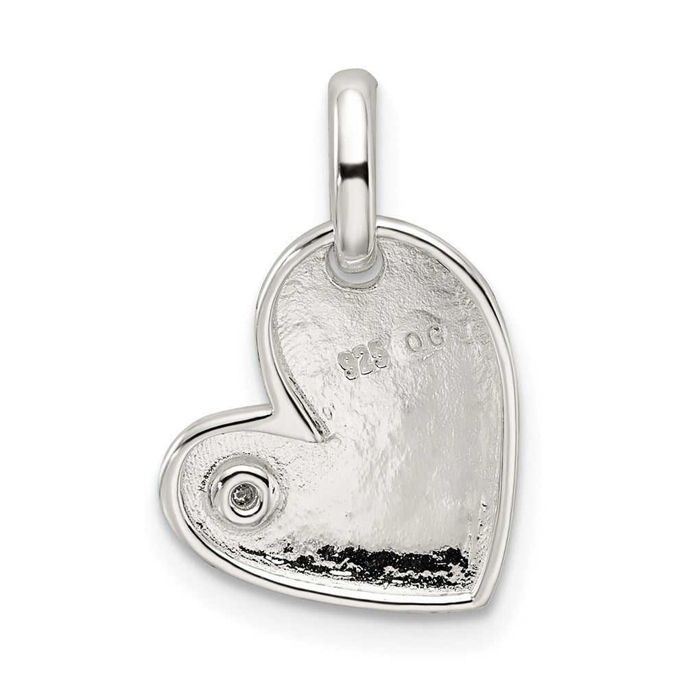 Sterlingsilber Poliert Diamant Herz Anhänger