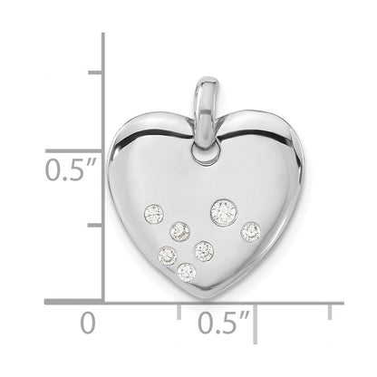 Sterlingsilber Poliert Zirkonia Herz Anhänger