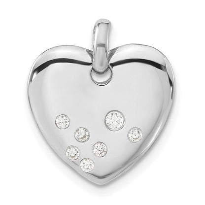 Sterlingsilber Poliert Zirkonia Herz Anhänger