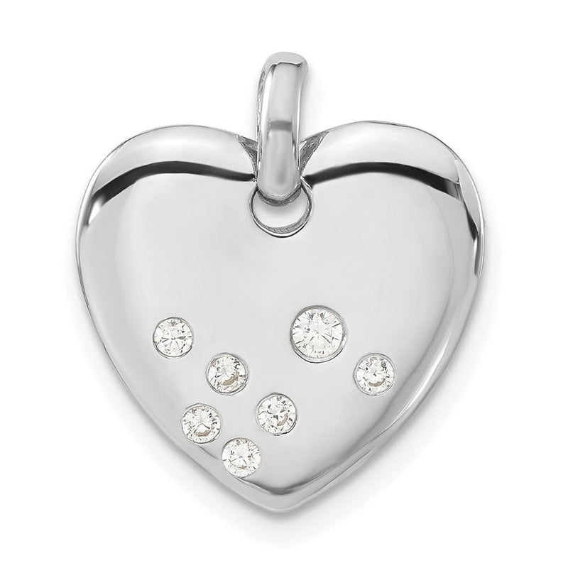 Sterlingsilber Poliert Zirkonia Herz Anhänger