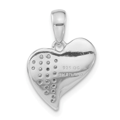 Sterlingsilber Poliert Zirkonia Herz Anhänger