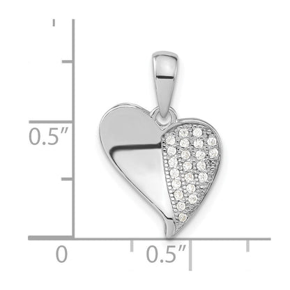 Sterlingsilber Poliert Zirkonia Herz Anhänger