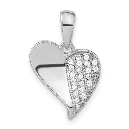 Sterlingsilber Poliert Zirkonia Herz Anhänger