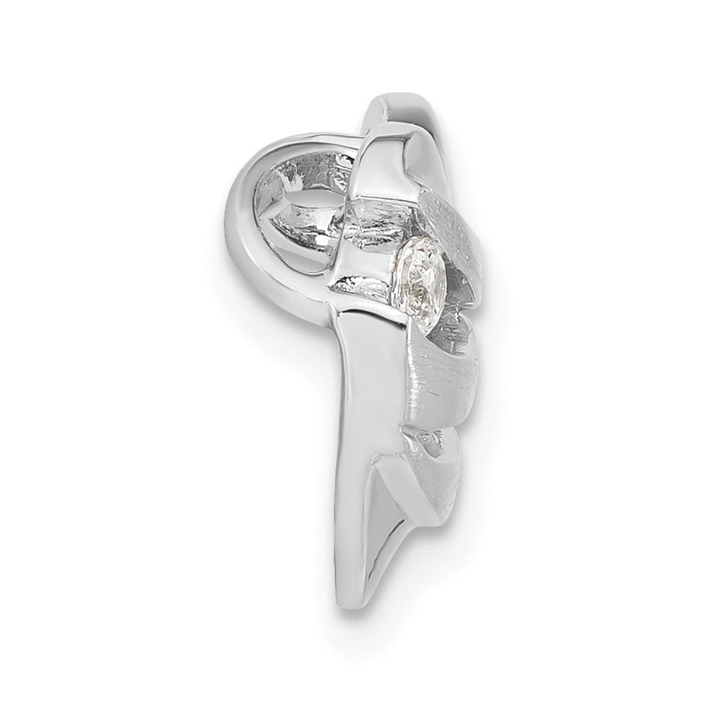 Sterlingsilber Poliert & Gebürstet Zirkonia Herz Kette Anhänger