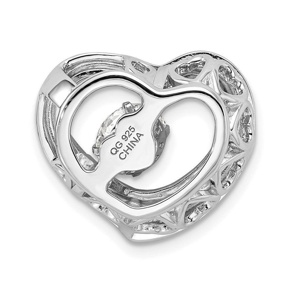 Sterlingsilber Platin-plate Swar Zirconia Lebhaft Zirkonia Herz Anhänger