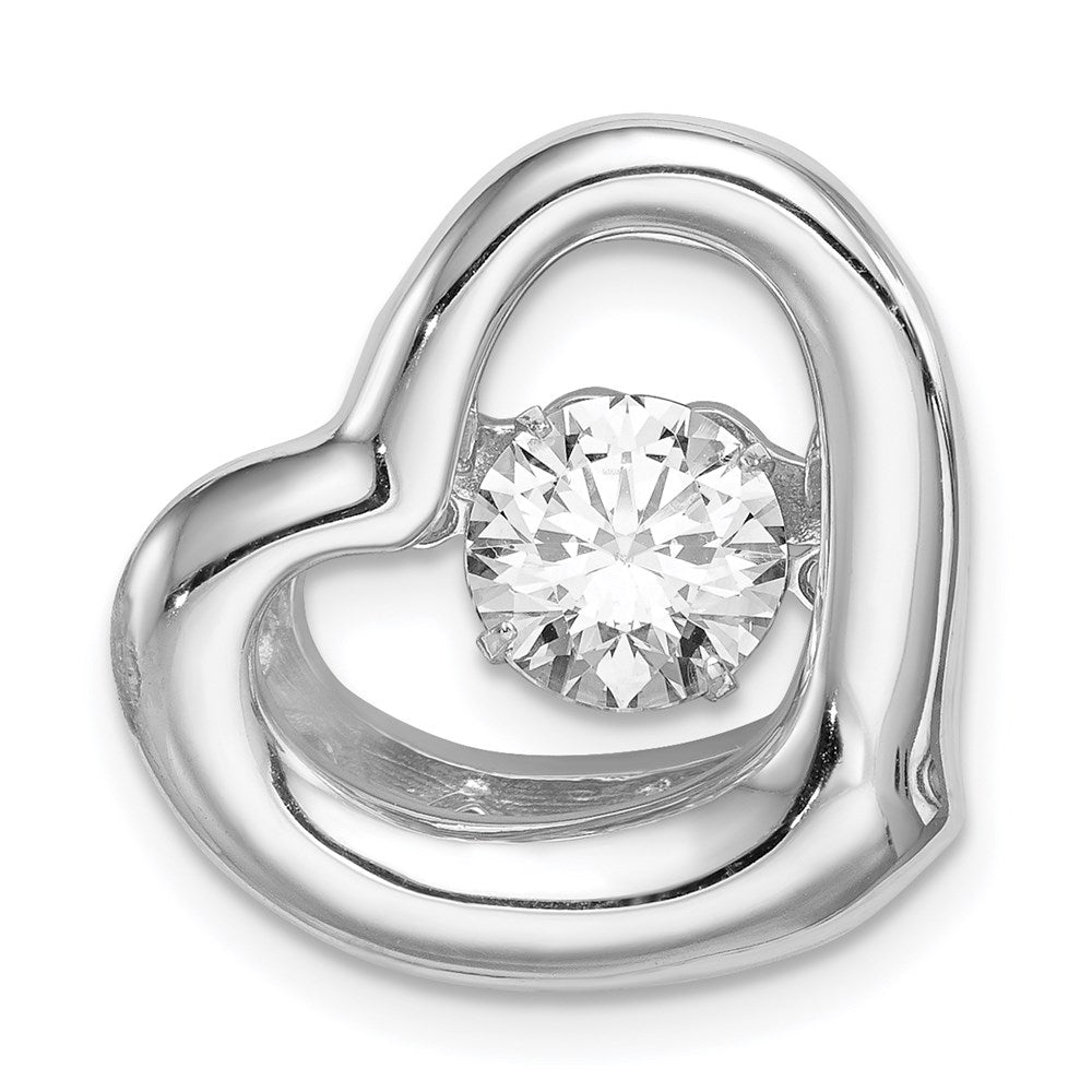 Sterlingsilber Platin-plate Swar Zirconia Lebhaft Zirkonia Herz Anhänger