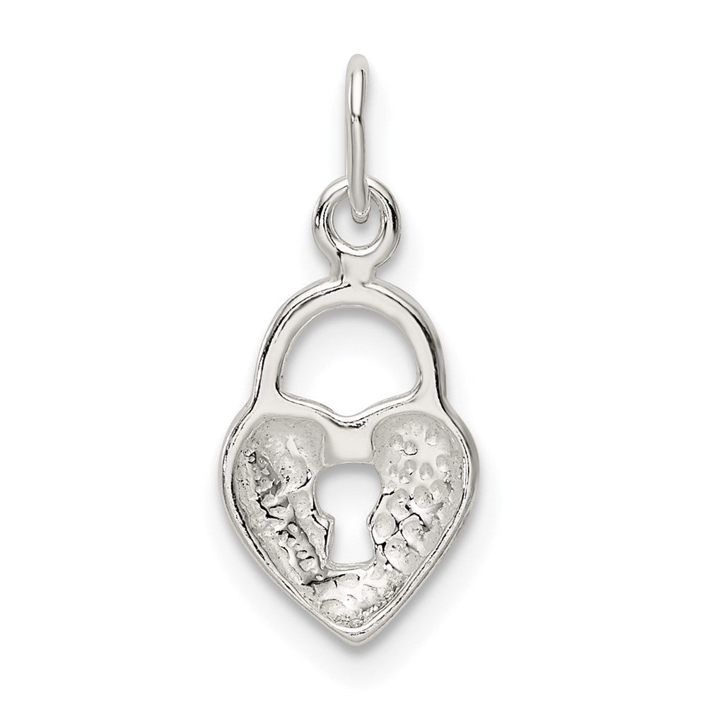 Sterlingsilber Poliert Herz Schloss Charm