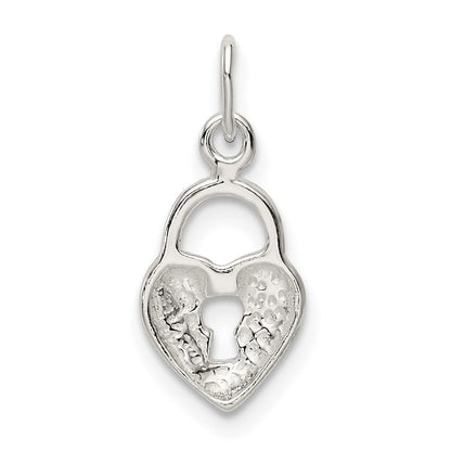 Sterlingsilber Poliert Herz Schloss Charm