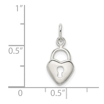 Sterlingsilber Poliert Herz Schloss Charm