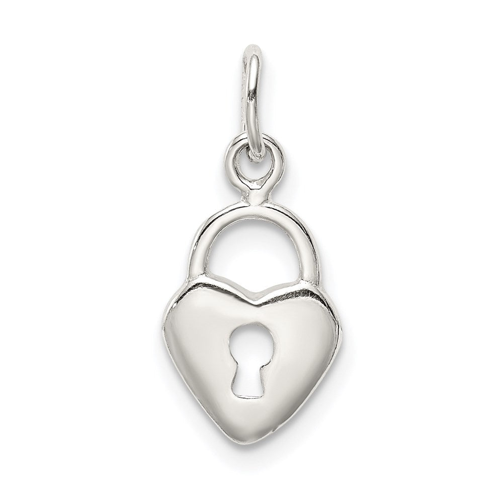 Sterlingsilber Poliert Herz Schloss Charm
