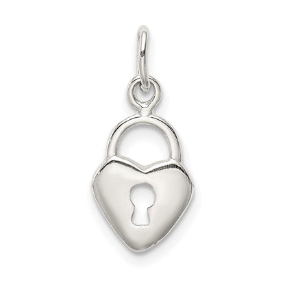 Sterlingsilber Poliert Herz Schloss Charm