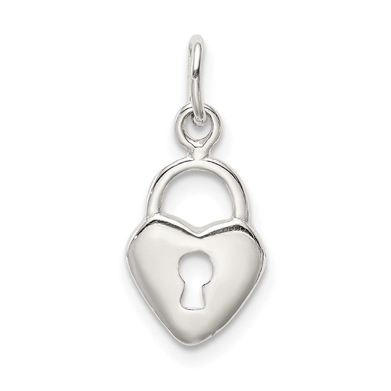 Sterlingsilber Poliert Herz Schloss Charm