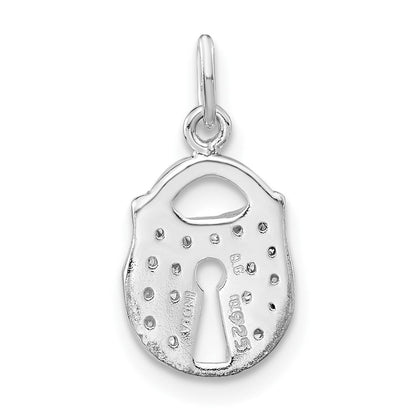 Sterlingsilber Poliert Zirkonia Key Schloss Charm