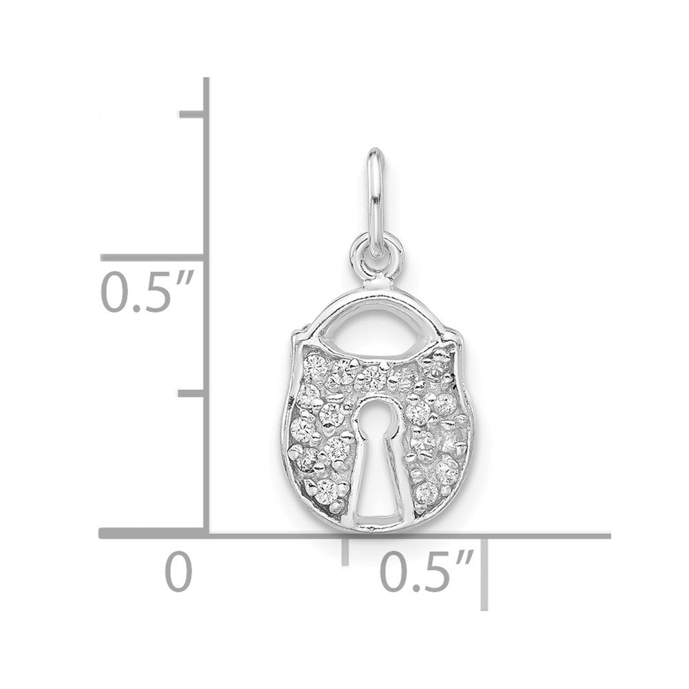 Sterlingsilber Poliert Zirkonia Key Schloss Charm