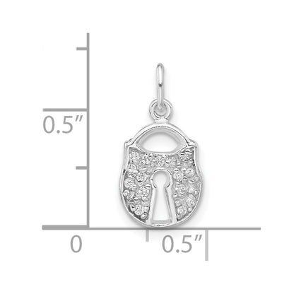 Sterlingsilber Poliert Zirkonia Key Schloss Charm