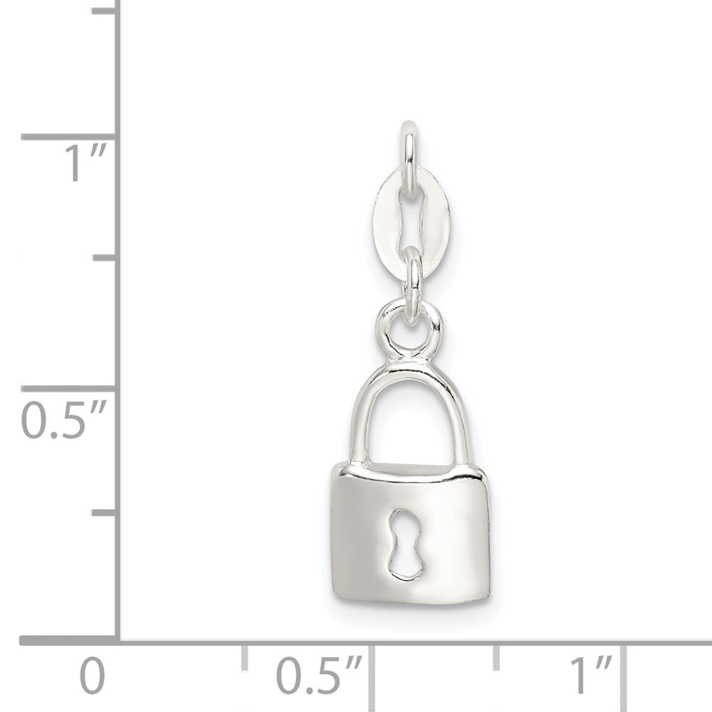 Sterlingsilber Poliert Schloss & Key Charm