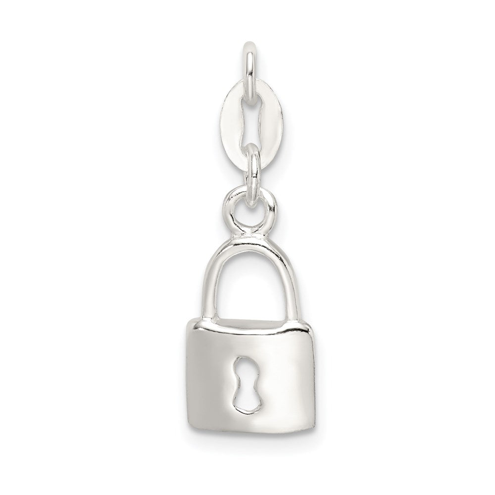 Sterlingsilber Poliert Schloss & Key Charm