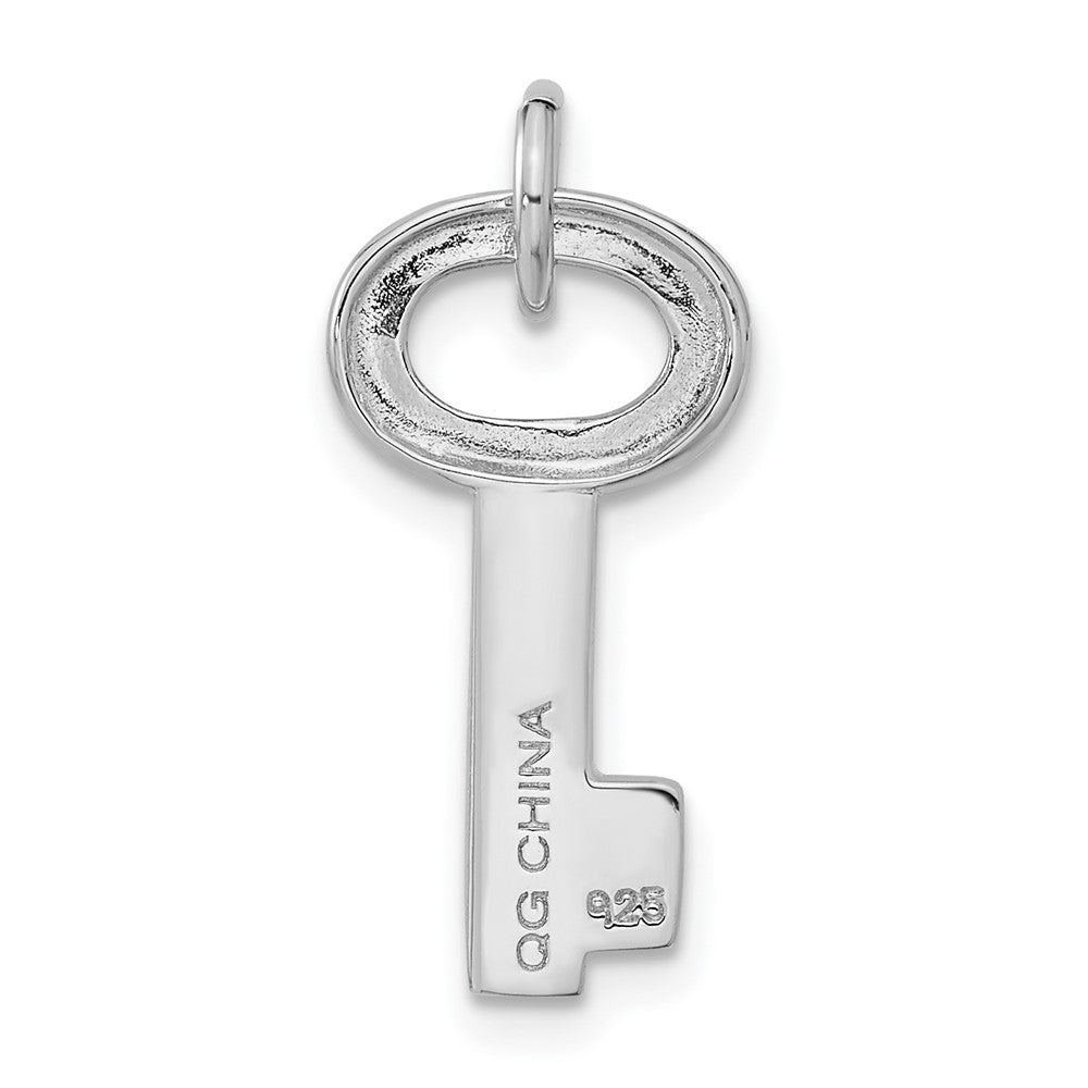 Sterlingsilber Rhodiniert Key mit Kristall Anhänger
