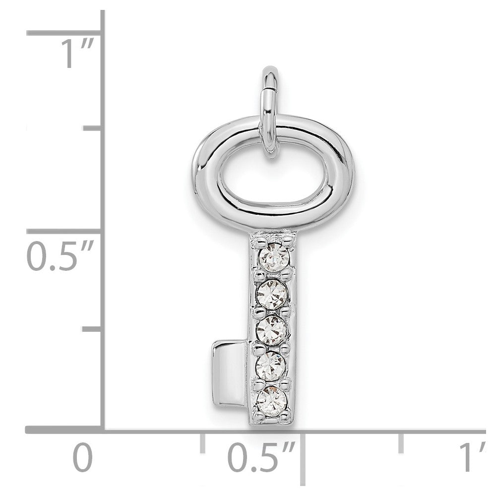 Sterlingsilber Rhodiniert Key mit Kristall Anhänger