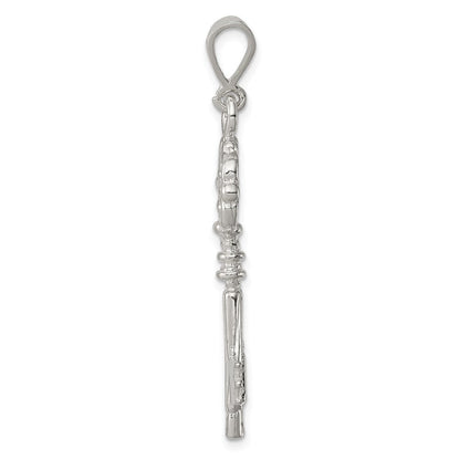 Sterlingsilber Poliert & Strukturiert Key Anhänger