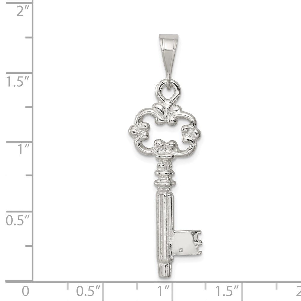 Sterlingsilber Poliert & Strukturiert Key Anhänger