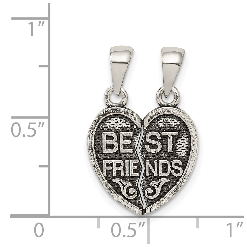 Sterlingsilber Antikisiert Mini Beste Friends Break Away Herz Anhänger