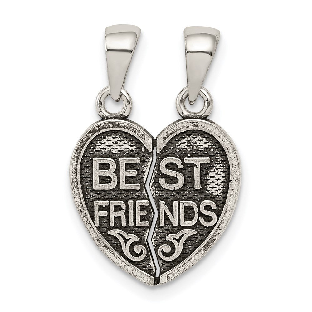 Sterlingsilber Antikisiert Mini Beste Friends Break Away Herz Anhänger