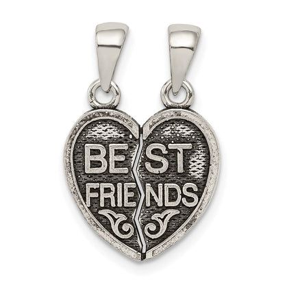 Sterlingsilber Antikisiert Mini Beste Friends Break Away Herz Anhänger