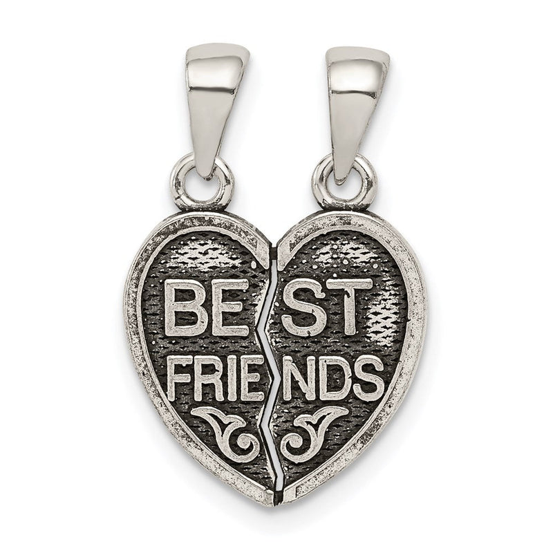 Sterlingsilber Antikisiert Mini Beste Friends Break Away Herz Anhänger