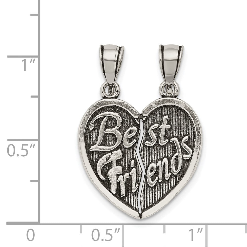 Sterlingsilber Antikisiert Beste Friends Break Apart Herz Anhänger