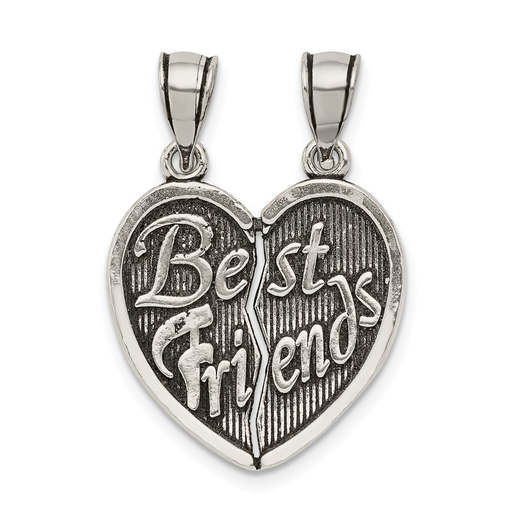 Sterlingsilber Antikisiert Beste Friends Break Apart Herz Anhänger