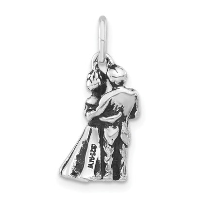 Sterlingsilber Poliert & Antikisiert Man Woman Embracing Anhänger