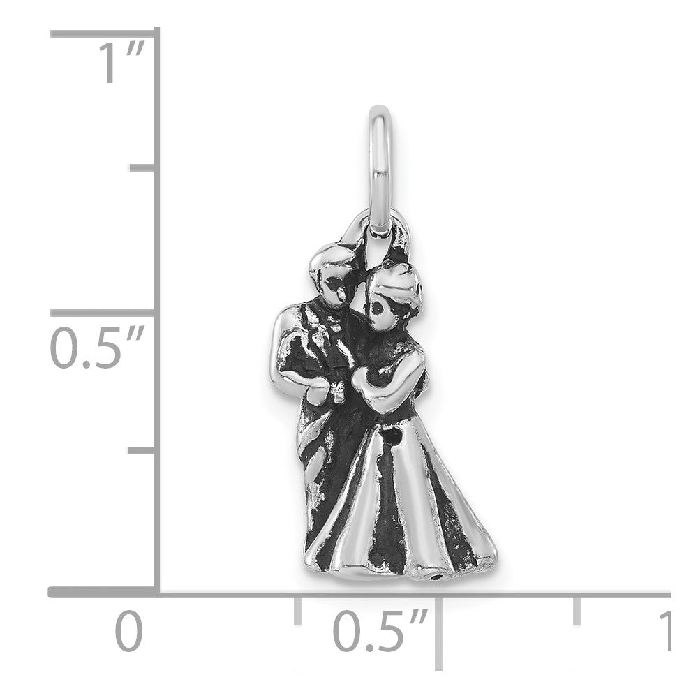 Sterlingsilber Poliert & Antikisiert Man Woman Embracing Anhänger