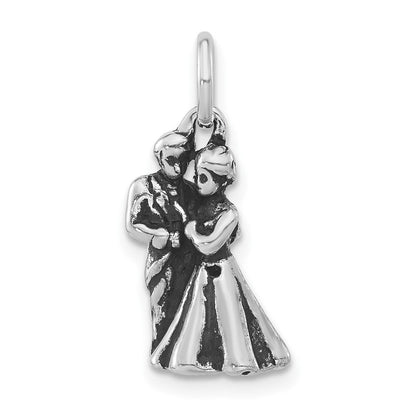 Sterlingsilber Poliert & Antikisiert Man Woman Embracing Anhänger