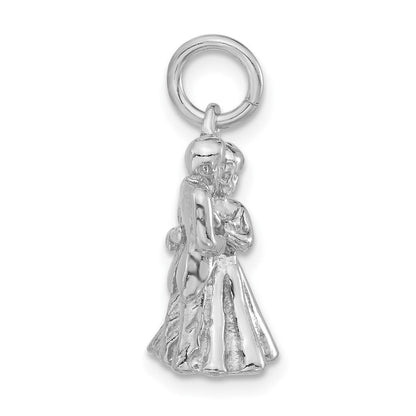 Sterlingsilber 3-d Poliert Braut & Bräutigam Embracing Anhänger