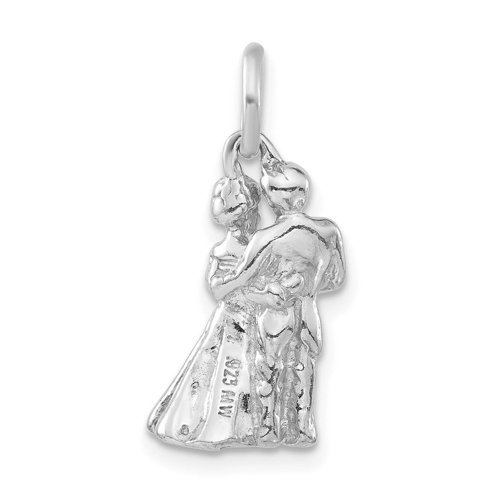 Sterlingsilber 3-d Poliert Braut & Bräutigam Embracing Anhänger
