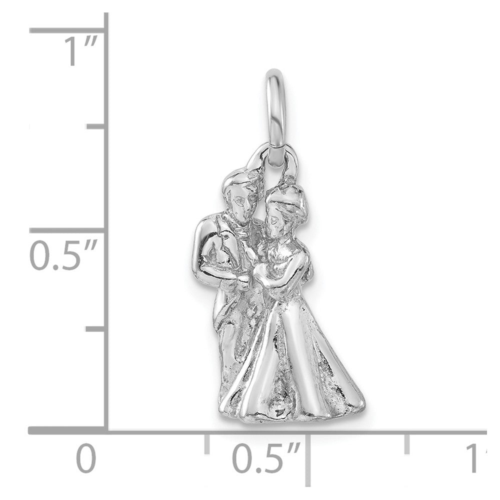 Sterlingsilber 3-d Poliert Braut & Bräutigam Embracing Anhänger
