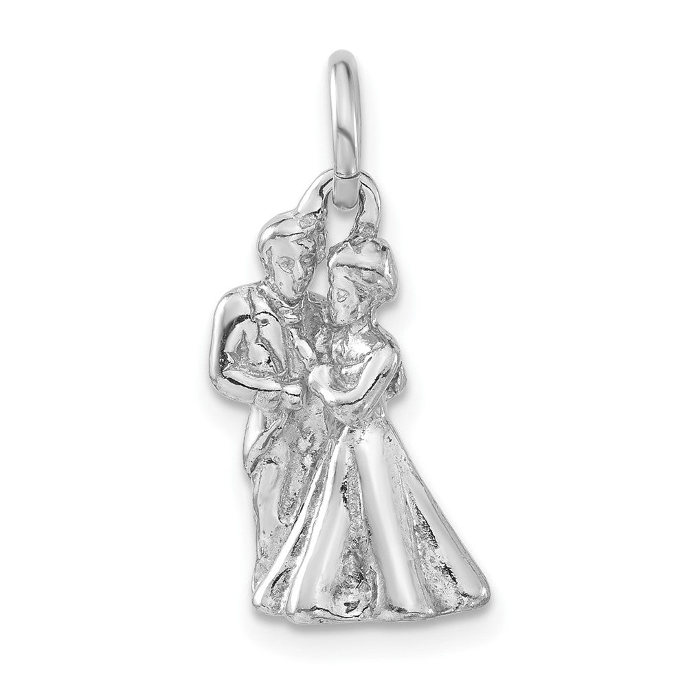 Sterlingsilber 3-d Poliert Braut & Bräutigam Embracing Anhänger