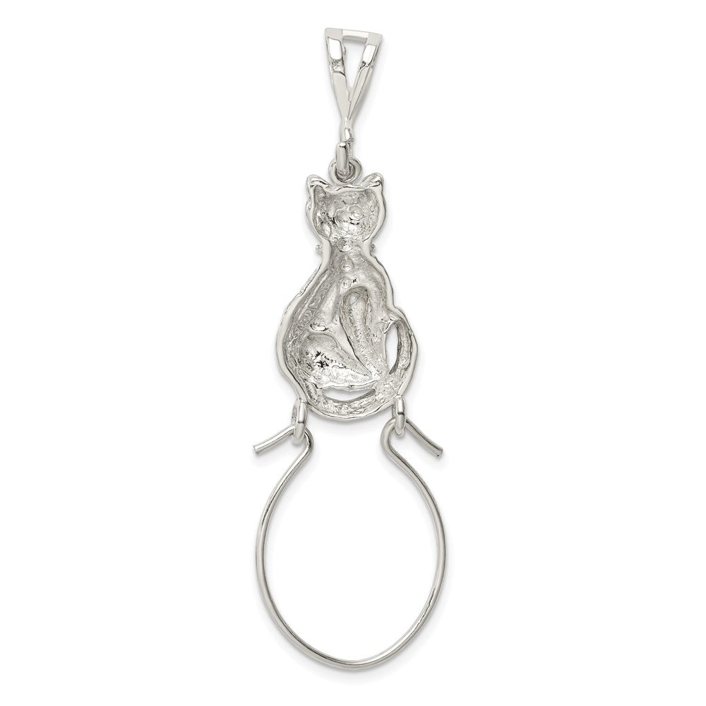 Sterlingsilber Poliert Sitting Katze Charm Halter Anhänger