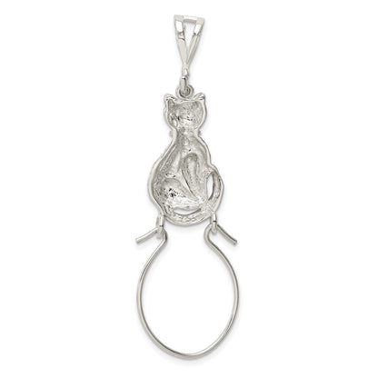 Sterlingsilber Poliert Sitting Katze Charm Halter Anhänger