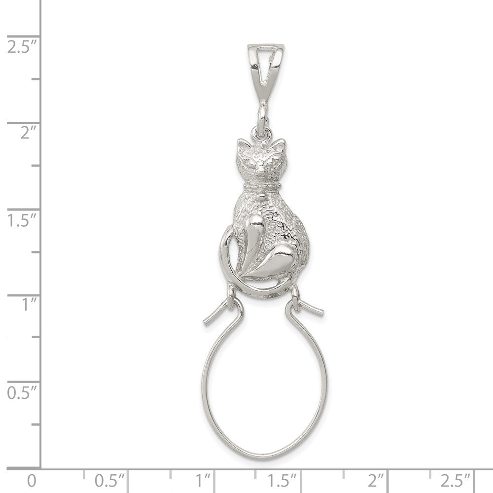 Sterlingsilber Poliert Sitting Katze Charm Halter Anhänger