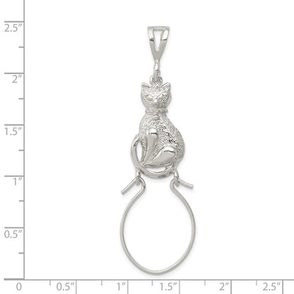 Sterlingsilber Poliert Sitting Katze Charm Halter Anhänger