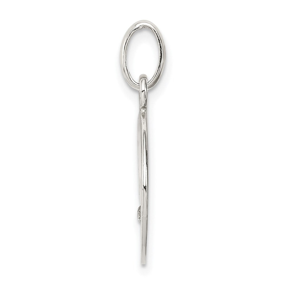 Sterlingsilber Poliert und Diamantiert Liebe Zirkonia Charm