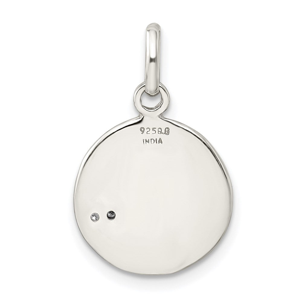 Sterlingsilber Poliert und Diamantiert Liebe Zirkonia Charm