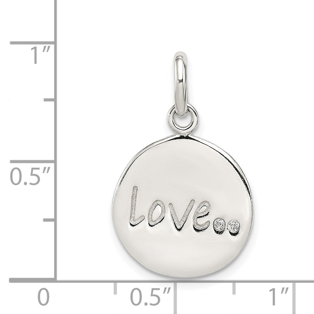 Sterlingsilber Poliert und Diamantiert Liebe Zirkonia Charm