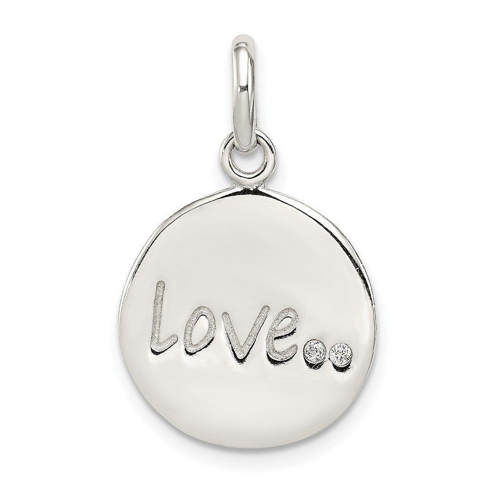 Sterlingsilber Poliert und Diamantiert Liebe Zirkonia Charm