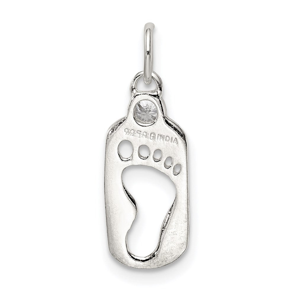 Sterlingsilber Poliert Footprint Zirkonia Charm