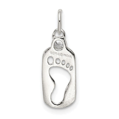 Sterlingsilber Poliert Footprint Zirkonia Charm